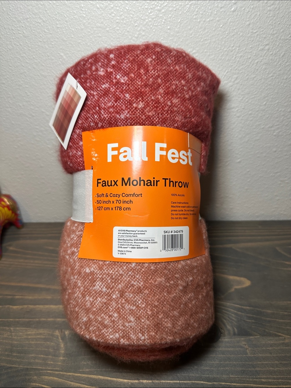 Faux Mohair Throw - Rust Pink